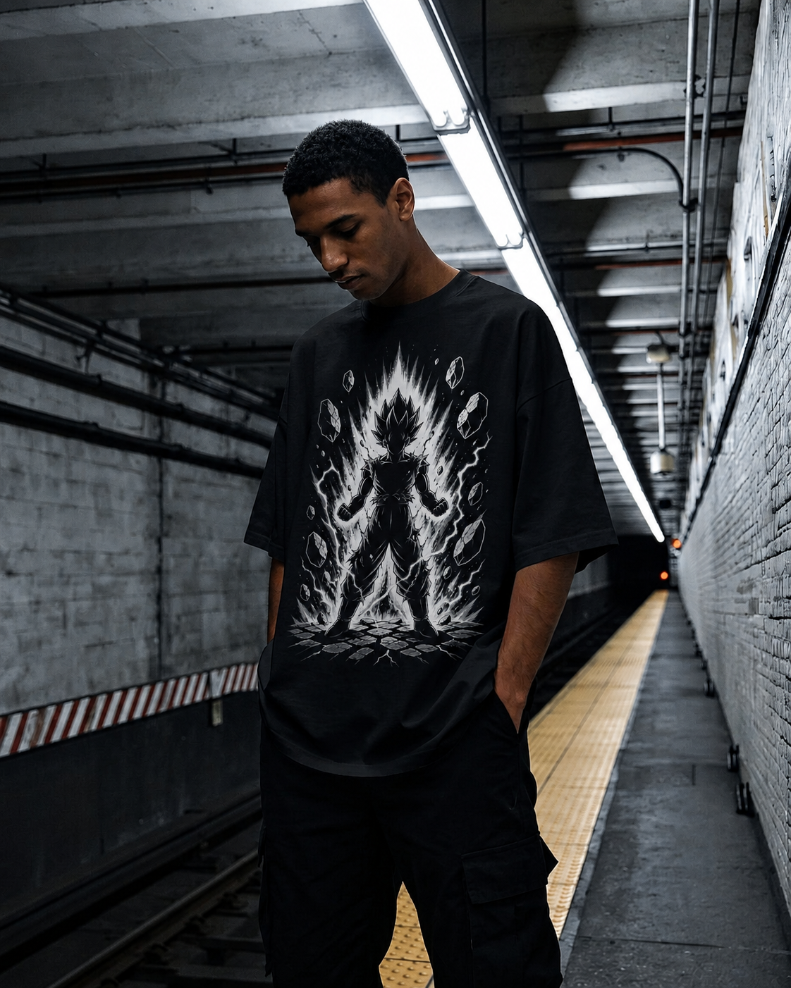Anime Oversized Graphic T-Shirt – Saiyan Shadows | Unisex Streetwear Tee